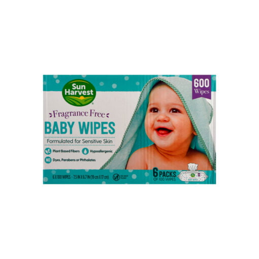 Toallas húmedas para bebé sin fragancia Sun Harvest (600 pz)